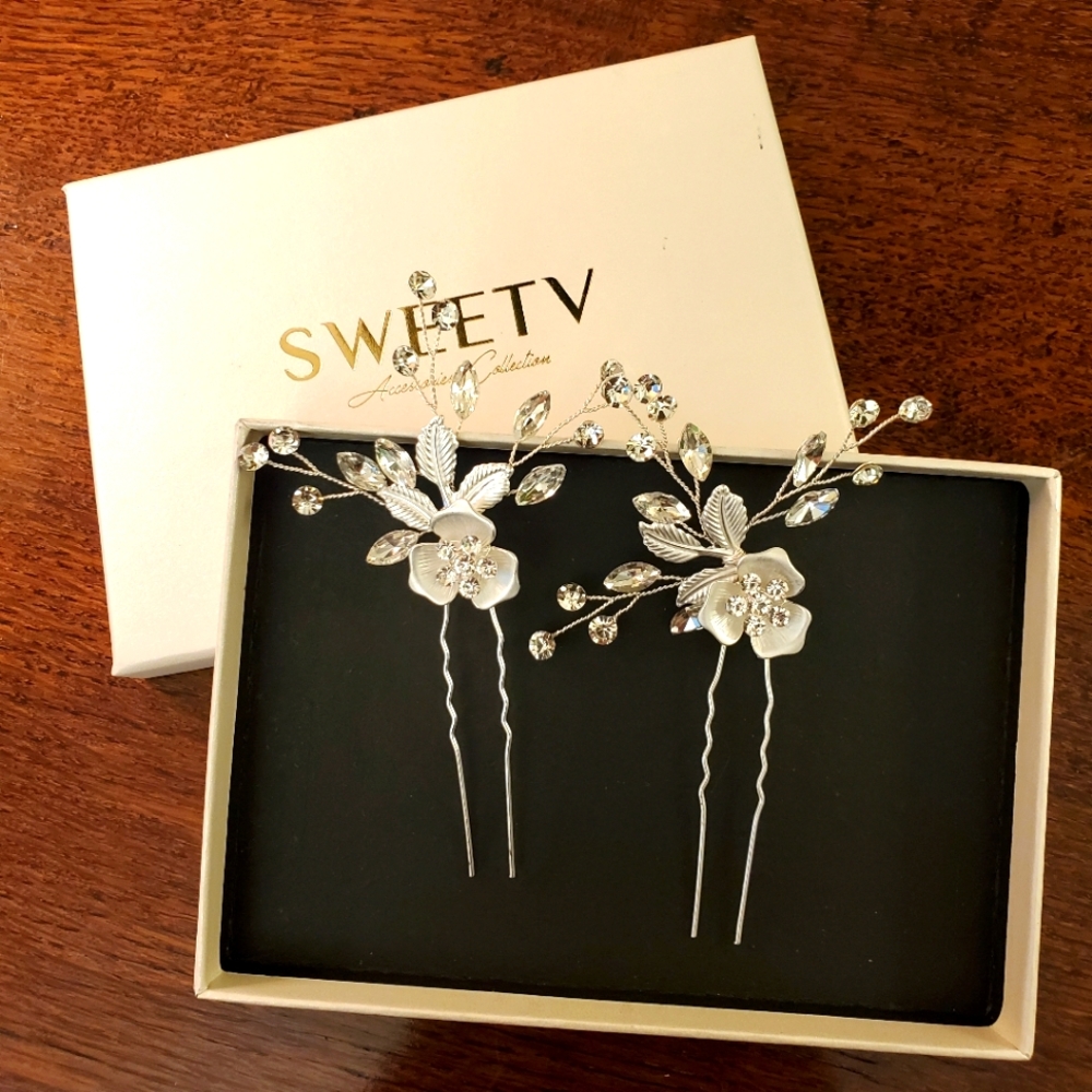 Jeweled Hair Pins, Rhinestones, Bobby Pins, Wedding